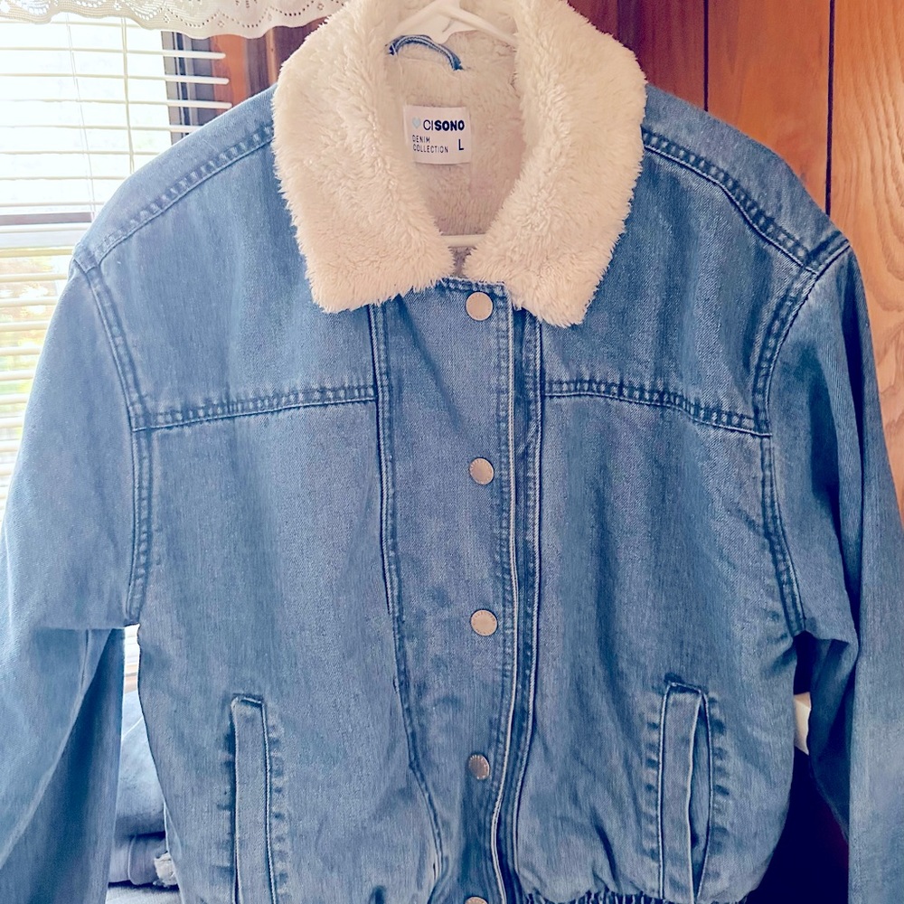 Ci Sono Denim Faux Fur Jacket